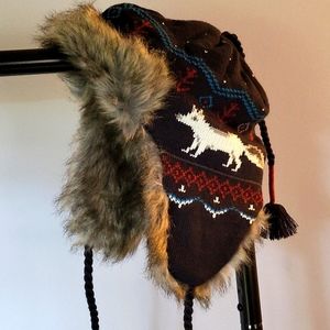 Wolf Theme Winter Hat Faux Fur